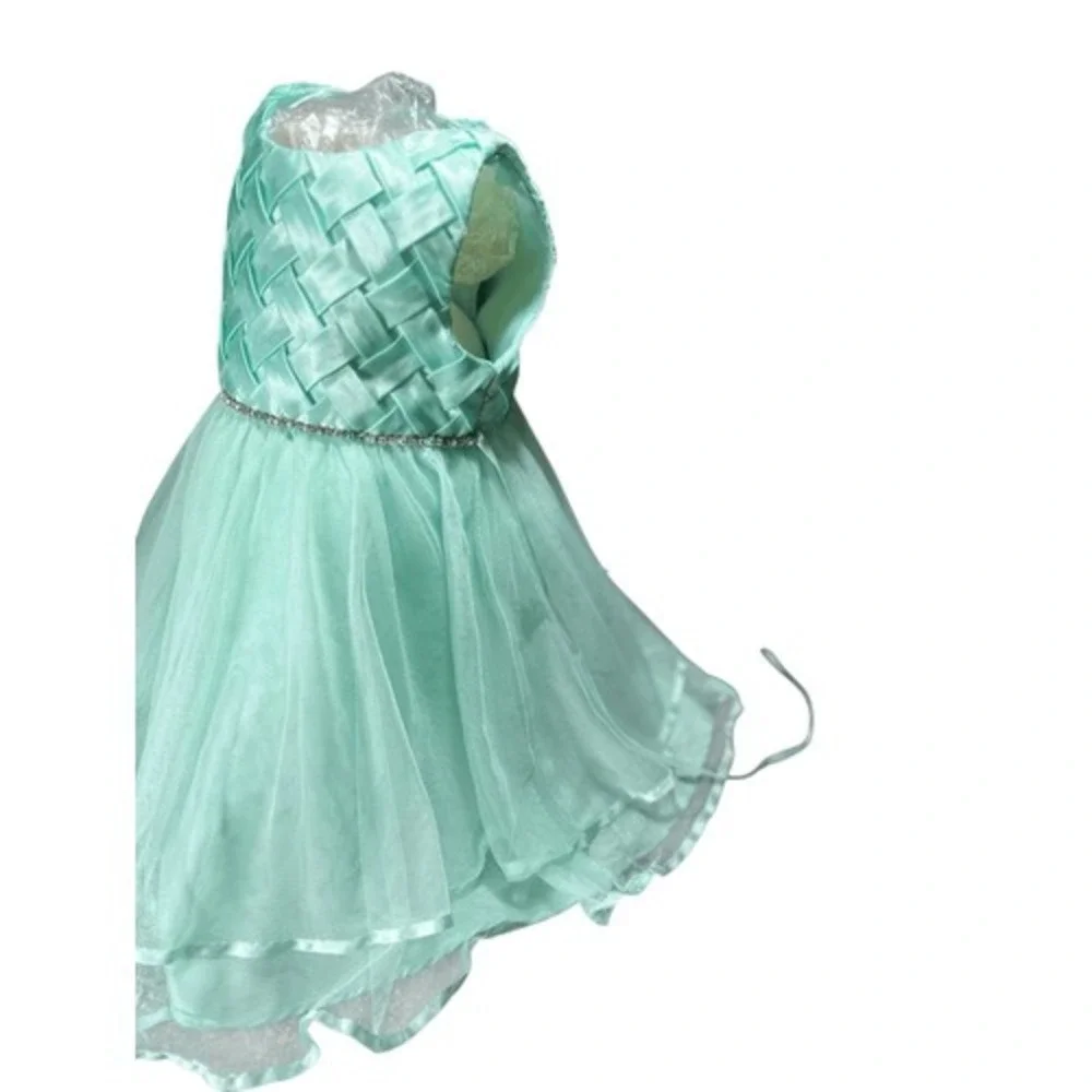 Toddler Girl 12M Mint Green Formal Tulle Dress Rhinestone Flower Girl Easter